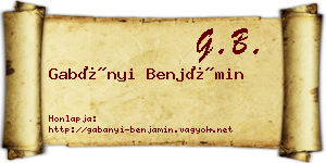 Gabányi Benjámin névjegykártya